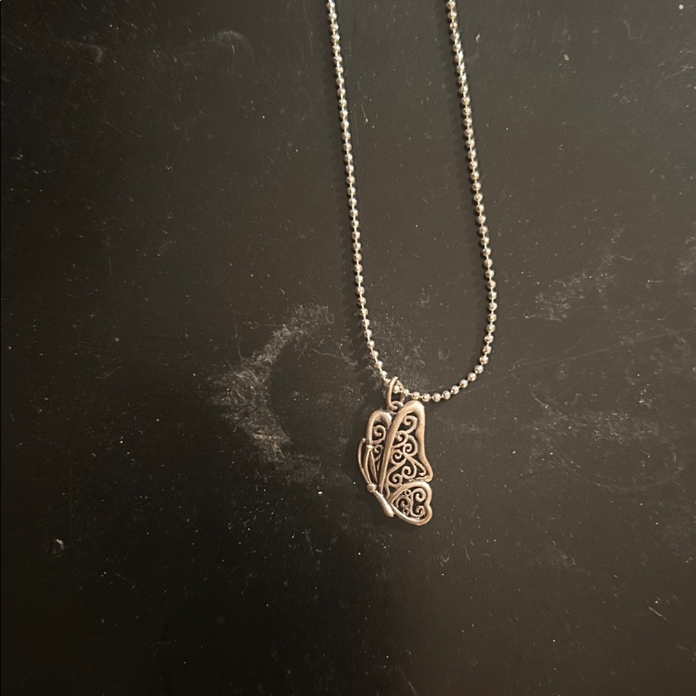 Modcloth Silver Filigree Butterfly Necklace